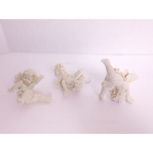 Set of 3 Vintage GANZ White Porcelain Cherubs at Play Figurines